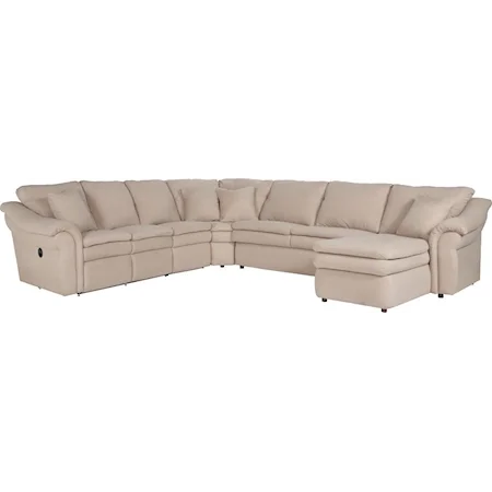 5 Piece Power Reclining Sectional with Left Arm Chaise and 2 Recliners
